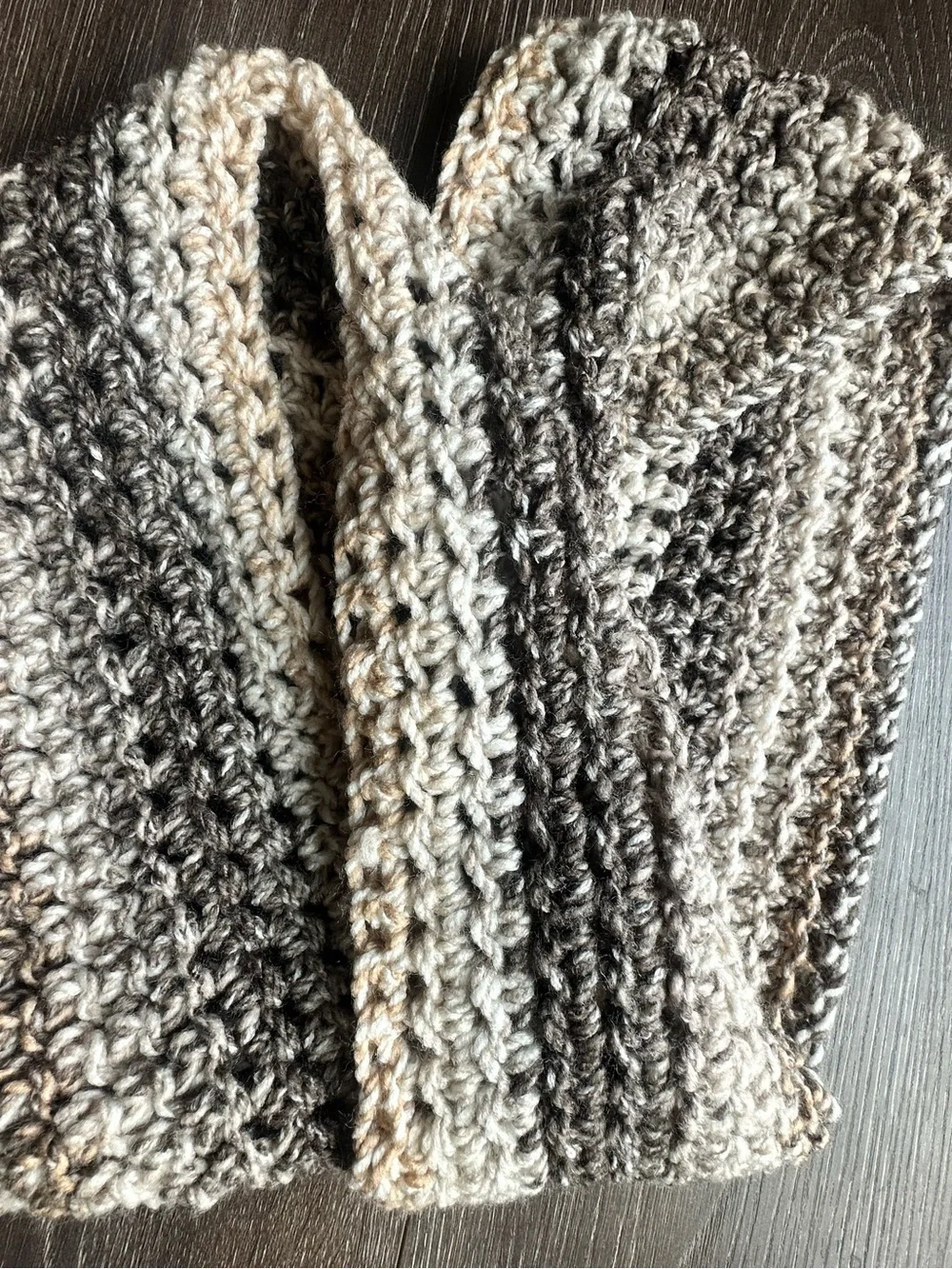Neutral Crochet Infinity Scarf - Beige Taupe Gray